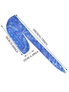 2pcs Cashew Flower Amoeba Print Faux Silk Pirate Hat Bandana Headscarf Tie Headwrap - Multicolor - View 4