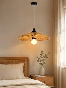 1pc Handmade Woven Lampshade, Lampshade Shell, Country Style, Bohemian Style Pleated Lampshade, Suitable For Living Room, Dining Room And Bedroom Ceiling Decoration. Embroidered Craft Vintage Lampshade (Light Bulb Not Included). - Multicolor - View 4