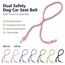 1pc Dog Car Headrest Safety Tether Braided Cotton Rope Pet Car Seat Belt With Heavy Duty Metal Clip, Chew Resistant Anti Shock Dog Travel Restraint Leash For Small Medium Large Dogs, Easy Install Universal Vehicle Pet Safety Accessory - Multicolor - View 3