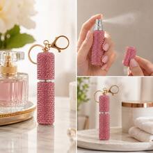 1pc Shiny Valentine's Day Wedding Birthday Gift Perfume Atomizer Keychain, Refillable Mini Portable Spray Bottle Dispenser, With Lobster Clasp, Fashionable Bag Charm Car Keychain, 8 Colors Available - Multicolor - View 5
