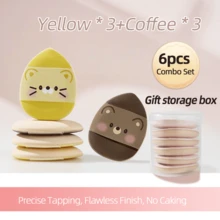 6pcs Mini Thumb Cushion Powder Puff Makeup Sponge, Dry And Wet Use, No Cake, No Foundation Absorption, Small Thumb Cushion Powder Puff - Multicolor - View 8