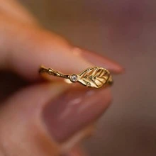 1pc 18K Gold Plated French Vintage Leaf Zirconia Ring, French Style Women's Ring, Suitable For Daily Wear, Party, Holiday Gift - Yellow Gold - View 14