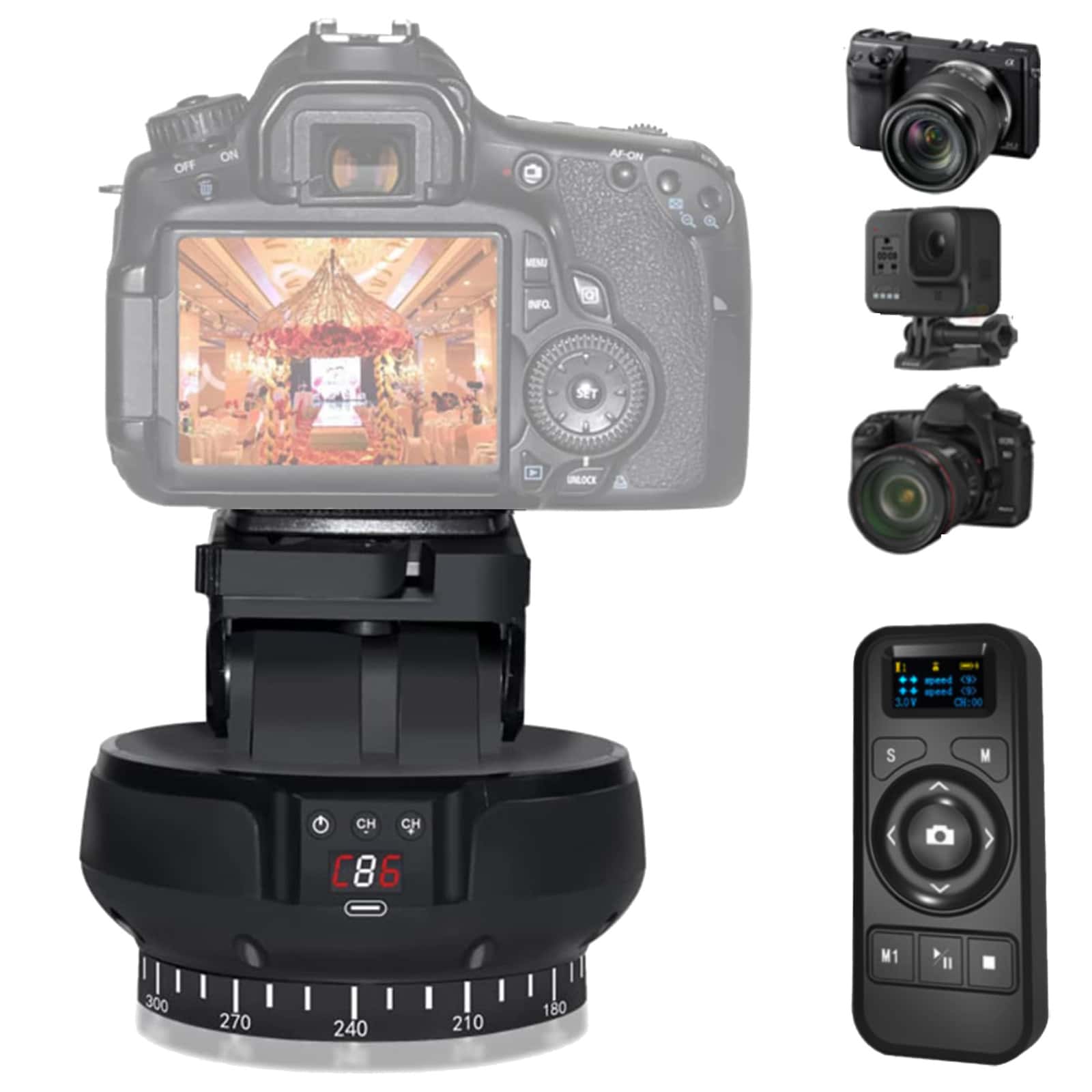 Professional Multifunctional Motorized Panoramic Head With 360° Rotation - Tilt And Wireless Remote Control For Photography, Vlogging, And Video Cameras - Black - View 1
