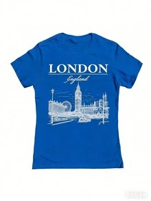 Social Collective London Tm Graphic Cotton Ladies Fitted-Shirt100% Comfortable Cotton Unisex Comfortable Retro Cotton T-Shirt-K91 - 藍色 - 查看 9