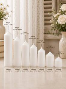Smokeless Odorless White Pointed Cylindrical Candle Set - Home Decor Ornament, Suitable For Ramadan, Valentine's Day, Wedding Season And Christmas Decoration - Multiple Sizes - View 23