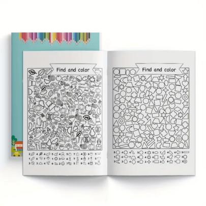 Kids Find And Color Activity Book Hidden Objects And Shapes Search Puzzle Workbook Visual Perception Observation Focus And Attention Training With Detailed Picture Challenges For Preschool Kindergarten Homeschool Classroom And Travel