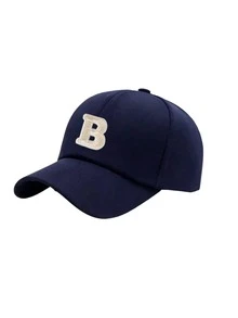 1 buah Topi Baseball Dasar Unisex dengan Patch Huruf A-Z, Dapat Diatur, Menyerap Keringat, Ringan, Melindungi dari Sinar UV, Topi Bertepi Lebar, Cocok untuk Mendaki Gunung dan Liburan Pantai - Navy Blue - View 18