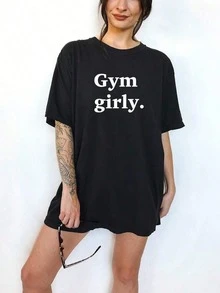 Gym Girly For Pump Cover, Funny Gym Shirt, Gym Funny, Gym Rat, Weight Lifting, Shirt, Gym Girly-Unisex Loose - Fit Comfortable Cotton T-Shirt Top-L91 - 黑色 - 查看 15