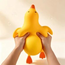 Tachimi 1pc Cute Yellow Duck Squeeze Stress Relief Toy, Soft Cartoon Animal Squishy Toy, Toddler Classroom Reward, Boys Girls Birthday Party Favor, Creative Sensory Game Gift - Multicolor - View 7
