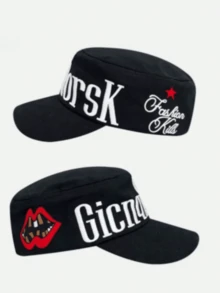 1 buah Topi Hip Hop Unisex Bordir Huruf & Bibir, Topi Baseball Gaya Jalanan dengan Bagian Atas Lembut yang Dapat Diatur, Cocok untuk Pesta Jalanan - Mulut Besar - View 5