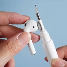 1pc Pink/White 3-In-1 Earphone Cleaning Brush Set Compatible With Apple Earbuds (Pro 1/2), Silicone Dust Plug, Portable Wireless Earphone Case Cleaning Tool, Bluetooth Earphone Cleaning Pen, Multi-Function Cleaning Kit With Soft Bristle Brush, Compatible With Huawei, Bluetooth Earbuds - Earphone Cleaning - View 2