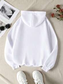 Sudadera casual para mujer, estampado de mariposa en colores universitarios, estilo deportivo cálido para otoño/invierno - Blanco - Ver 4