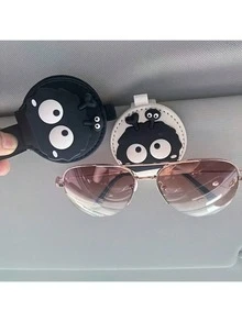 可愛煤球（或眼球）汽車眼鏡架－防滑時尚眼鏡收納架，強力抓握，可安裝於汽車遮陽板，儀表板裝飾眼鏡收納，適用於所有車型，汽車配件 - 多款式A - 查看 1
