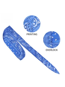 2pcs Cashew Flower Amoeba Print Faux Silk Pirate Hat Bandana Headscarf Tie Headwrap - Multicolor - View 10