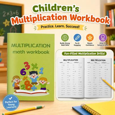 Children's Summer Vacation Math Workbook, Addition, Subtraction, Multiplication Or Division Practice, Suitable For Mental Math Training, Basic Arithmetic Ability Improvement And Daily Learning. Back To School