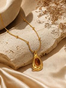 1 Set Style Geometric Design Stainless Steel Women's Pendant Necklace Suitable For Daily Wear - Yellow Gold - View 6
