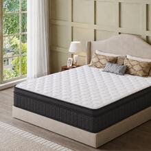 10"12"14" Queen Mattres Twin Full Queen King Size Bed Mattress In A Box, Hybrid Pocket Spring Breathable Cotton Layer Mattress For Motion Isolation & Silent Sleep, Lumbar Support & Pressure Relief, Medium Firm - 黑與白 - 查看 2