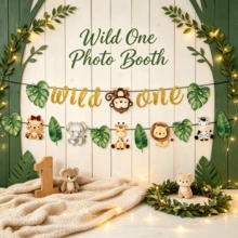 Wild Jungle Animal Theme Birthday Banner, 1st Birthday Party Decorations, Baby Shower Decorations - Multicolor - View 2