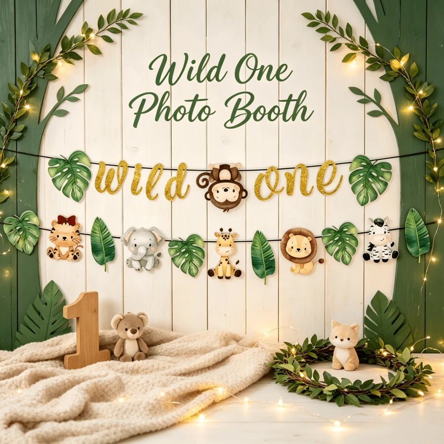 Wild Jungle Animal Theme Birthday Banner, 1st Birthday Party Decorations, Baby Shower Decorations