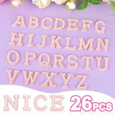 1 Pack Of 26 Letter Patch Pearl Rhinestones, Ironed Sparkling Rhinestones, Letters A-Z Embroidered Decal Cloth Stickers, Suitable For DIY Clothing, Backpacks, And Hat Crafts