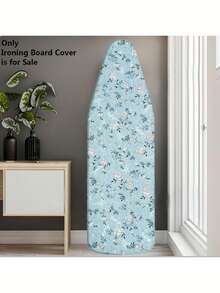1pc Blue Artistic Leaf Pattern Ironing Board Cover | Polyester Material, Heat Resistant, Elastic Edge, Easy To Install, Machine Washable, Fits Most Ironing Board Sizes, Cover Only - Blue Flower - View 2