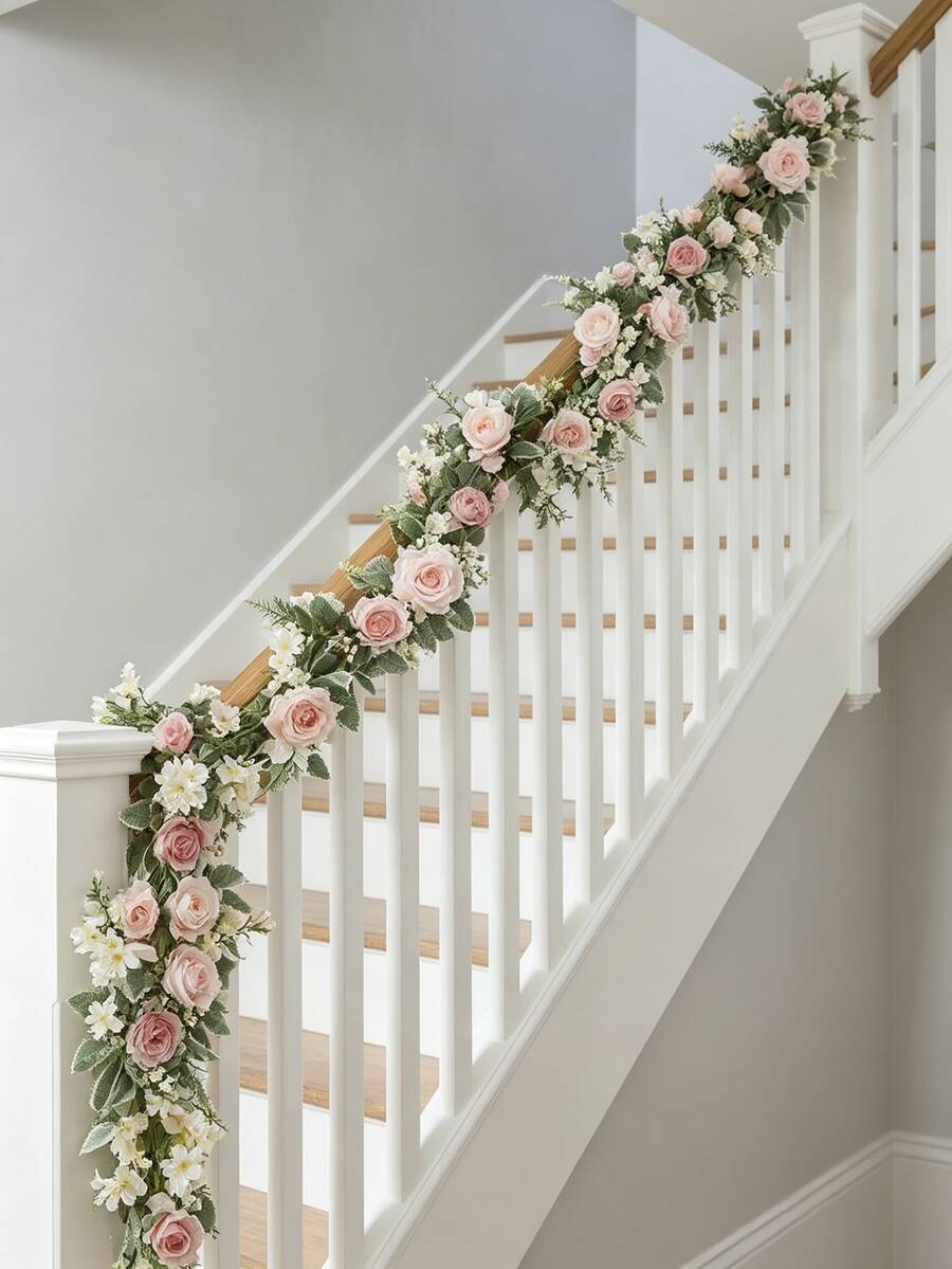 2/4pcs Wedding Arch Floral, Artificial Pink Rose Wedding Flowers, Wedding Welcome Sign Decoration And Arch Flowers, Suitable For Wedding Reception - Pink - View 1