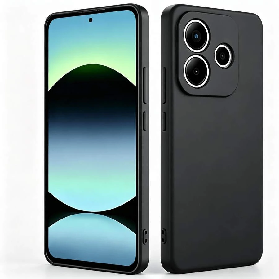 Matte Black Frosted Phone Case Compatible With Xiaomi And Series, Compatible With Note 14 5G/Note 14 4G 163/Note 14 4G 164/ 12 5G/Note 12R/Poco M6 Pro 5G/ 13 4G/5G/Note 13R 5G/Poco M6 4G/M6 Plus/Poco F6, No Fingerprint Fine Frosted Touch, Independent Buttons Precise Cutouts, Full Coverage Shockproof Anti-Drop Minimalist Business Solid Color Phone Case