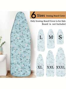1pc Blue Artistic Leaf Pattern Ironing Board Cover | Polyester Material, Heat Resistant, Elastic Edge, Easy To Install, Machine Washable, Fits Most Ironing Board Sizes, Cover Only - Blue Flower - View 1