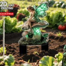 Placa Acrílica 2D Plana de 1 Peça com Cogumelo para Jardim de Fadas, Enserimento no Solo, Decoração Rústica de Plástico para Exterior, Cores Vibrantes, Sem Necessidade de Eletricidade, Adequada para Jardim de Conto de Fadas, Mini Quintal e Áreas de Decoração Externa, Acessórios para Jardim de Fadas, Design Romântico, Artesanato Detalhado - A - Visão 5