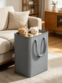 Bamboo Laundry Basket With Lid And Wheels, Includes Detachable Inner Laundry Bag, Slim Design With Lid, Freestanding Rectangular Corner Storage Basket, Multi-Functional Home Storage Basket, Storage Box With Lid - Side Handles, Foldable Design, Bamboo Reinforced, Suitable For Bedroom, Bathroom, Laundry Room, Dormitory, Etc. - Multicolor - View 9