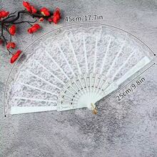 1件黑白蕾絲手扇，復古鏤空肋骨折疊扇，哥德蘿莉塔婚禮新娘舞蹈拍照裝飾配件 - 扇子 - 查看 7