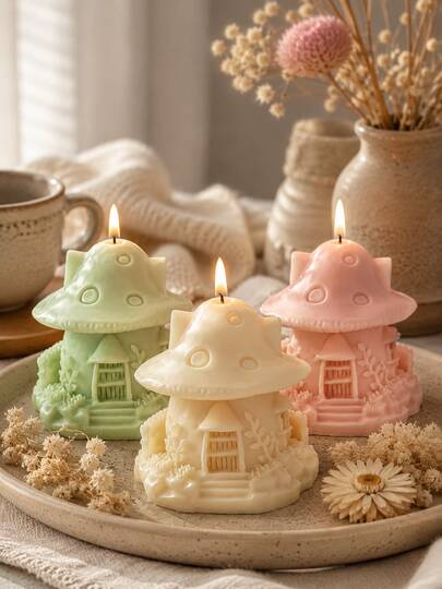 Mushroom House Candle Silicone Mold - Exquisite 3D Detailed Design, Perfect For Candle Making. Ideal For Creating Unique Mushroom-Shaped Candles, Suitable For Home Decor, Birthday Gifts, Christmas.