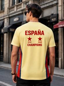 Men's 2026 World Cup Style Printed Short Sleeve Casual Streetwear Sports Fan T-Shirt Summer - Yellow - View 4