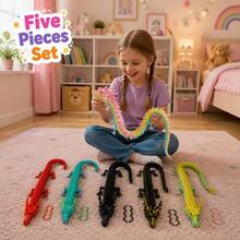5pcs And 3pcs Set Of Different Sizes Chinese Dragon Figurines Toys, Giant 23.62 Inch/17.7 Inch/11.8 Inch Articulated Chinese Dragon Statue - Children's Gift Set, 3D Printed Material, Multiple Gradient Random Colors, Vibrant Home And Office Decor, Perfect For Christmas, Children's Day, Halloween, Thanksgiving, Valentine's Day And Easter Gifts - 3-piece Toy Set (60cm + 45cm + 30cm) - View 8