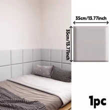 1pc 13.77x13.77in Self-Adhesive Soft Padded Headboard Wall Panel, Wall Soft Padding, Wall-Mounted Headboard Sound-Absorbing Wall Panel - A - View 15