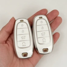 2件裝現代 Tucson Sonata Hybrid NEXO NX4 Santa Fe Dn8 4鍵 2020 2021 2022 車鑰匙保護套，僅適用於圖片中顯示的車鑰匙 - 彩色 - 查看 4