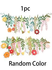 1/2件裝雙面彩色紙花橫幅 波西米亞風花葉花環背景布 防水 適用於花園派對、婚禮、生日、求婚、週年紀念、臥室與花園裝飾 - 花拉旗 - 查看 8