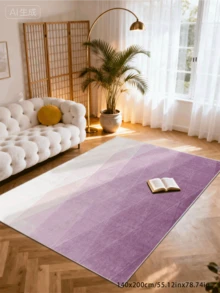 1PC, Light Purple Gradient Diagonal Stripe Rectangular Living Room Area Rug, Morandi Low Saturation Soft Decor Mat, Bedroom Balcony Universal Style, Lively And Dreamy Style, Suitable For Parent-Child Play Area And Other Scenes; Decorative Rug, Bedroom Decor, Small Rug, Rug, Home Decor, Living Room Rug, Living Room Small Rug, Bedroom Rug, Living Room Home Decor, Outdoor Rug, Washable Rug - Multicolor - View 2
