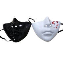 Topeng Setengah Wajah Horor Gotik, Topeng Wajah 3D Realistis, Versi Percikan Darah Putih Murni dan Hitam Murni, Properti Fotografi Cosplay Halloween - View 1