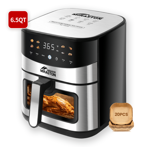 YMS New 6.5QT Digital Air Fryer With A Visual Window And A Large Capacity Of 4-8. Silent Operation, Very Suitable For Holiday Occasions, Kitchens, Offices, Dormitories, Apartments, And Camping. Gifts, Essential Kitchen Utensils For Every Family!