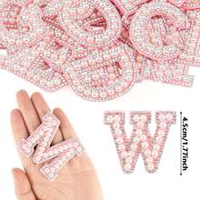 1組26字母珍珠水鑽貼布,燙印閃亮水鑽字母A-Z刺繡貼布貼紙,適用於DIY衣物、背包與帽子手工藝 - A - 查看 9