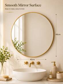Round Bathroom Mirror, Wall-Mounted Vanity Mirror, Black & Gold Frame, Modern Decorative Round Mirror, Suitable For Bedroom, Makeup Room, Living Room, Entryway, Minimalist Home Decor Mirror, Small Space Wall Mirror - Multicolor - View 12