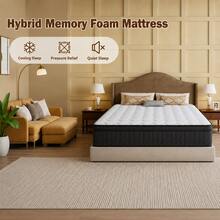 10"12"14" Queen Mattres Twin Full Queen King Size Bed Mattress In A Box, Hybrid Pocket Spring Breathable Cotton Layer Mattress For Motion Isolation & Silent Sleep, Lumbar Support & Pressure Relief, Medium Firm - 黑與白 - 查看 7
