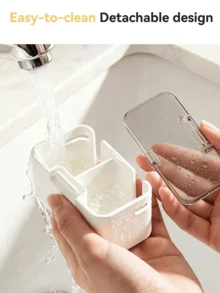Bathroom Toothbrush Holder, Modern Wall-Mounted Design With Transparent Cover And Compartment Storage, Suitable For Electric Toothbrushes, Universal Design, Ideal For Home, Dorm And Apartment, For Organization And Storage - Multicolor - View 8