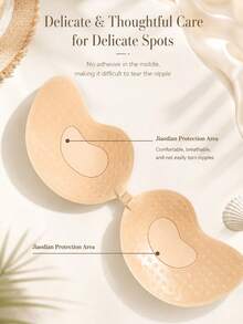 1/2/4 Pairs Mango-Shaped Adhesive Bra Cups, Reusable Seamless Push-Up Sticky Breast Pads, Breathable Strapless Backless Bra, Suitable For Summer Dresses - Multicolor - View 3
