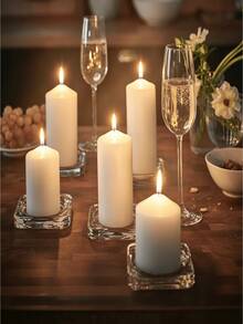 Smokeless Odorless White Pointed Cylindrical Candle Set - Home Decor Ornament, Suitable For Ramadan, Valentine's Day, Wedding Season And Christmas Decoration - Multiple Sizes - View 6
