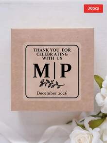 1-120pcs Square Waterproof Wear-Resistant Customized Stickers, Exclusive Text & Pattern, Strong Adhesive Self-Stick, For Storage Area Division, Cosmetic Dispensing, Storage Box Labeling, Miscellaneous Item Classification, Wedding Gift Box & Gift Labeling, Etc. Practical Item For Newlyweds, Colleagues, Travel Enthusiasts, Couples On Trips, Short & Long Distance Travelers. Suitable For Mother's Day, Father's Day, Anniversary, Back To School, Wedding, Party And More Occasions - Multicolor 1 - View 63