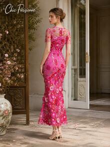 Fuchsia Embroidered Blossom Parisian Peony Fuchsia - 粉紅色 - 查看 4