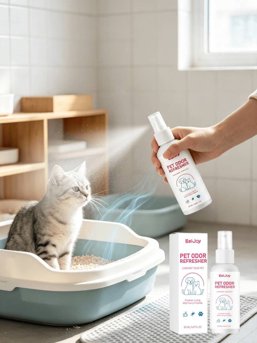 Pet Deodorizing Spray, Multi-Purpose Air Refreshing, Pet-, Easy Spray, Light Mist, Fresh Scent, Odor Elimination, Natural Mild Fragrance, Cat And Dog Friendly, Essential For Pet Owners