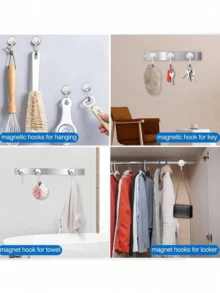 1/5/10pcs Magnetic Hooks 180° Swivel Heavy Duty Magnetic Hook, Magnetic Hooks, Suitable For Boats And Home Kitchen Hooks, Storage For Various Gadgets, Punch-Free Magnetic Hooks - View 2